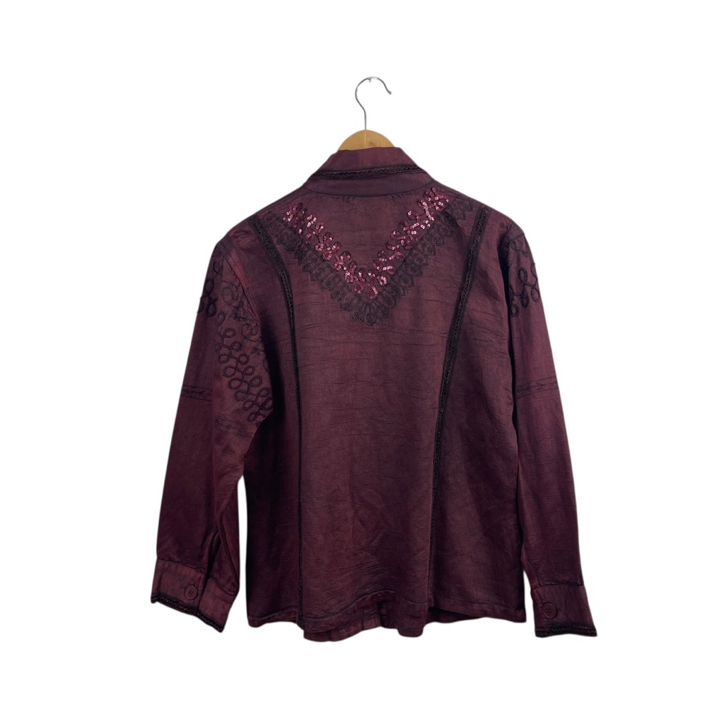 Asha Marie Western Sequin Embroidered Button-Down Shirt Women’s Size M - Picture 4 of 14